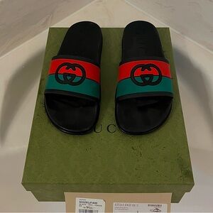 Gucci Slides Interlocking G Black Mens Size 8
